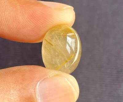 Natural Golden Rutilated Quartz Oval Cabochon Loose Gemstone, 16x12x8 MM, 11Ct - Image 1 of 2