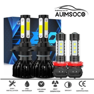 9003/H4+H11 Xenon White 4-Sides LED Headlight High Low Dual Beam Fog Lamp Bulbs - Picture 1 of 16
