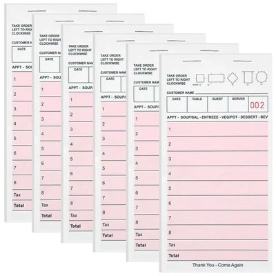 6 Pack Guest Check Books Server Note Pads for Servers Waitress Restaurants - Image 1 of 4