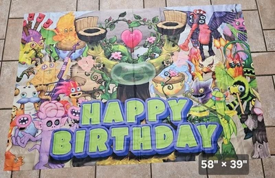 Banner de feliz cumpleaños de los monstruos cantores Foto 1 de 2