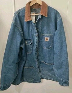 Vintage Carhartt Blanket Lined Coat Canvas Work Chore Jean Jacket USA size 3XL - Picture 1 of 24