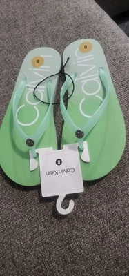 Womens Calvin Klein Jeans Flip Flops Size 8 Mint Green  - Image 1 of 4