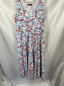 Chaps Women's Floral Sleeveless Cotton Midi Dress Size Large - Picture 1 of 6
