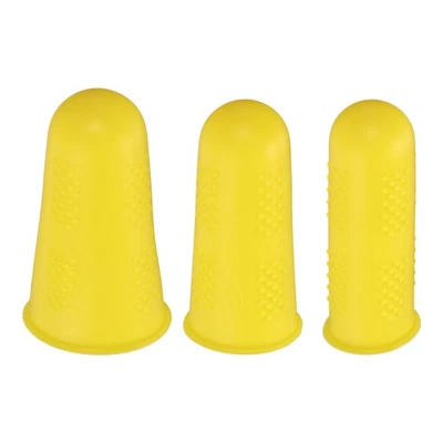 9Pcs Rubber Fingers Tips Finger Protectors Silicone Thimble 3 Sizes Yellow - Image 1 of 4