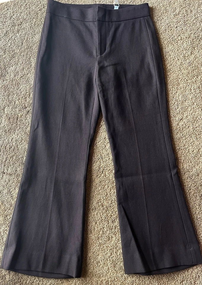 Vince Women Brown High-Waist Wide-Leg Flare Cropped Pants Size 4