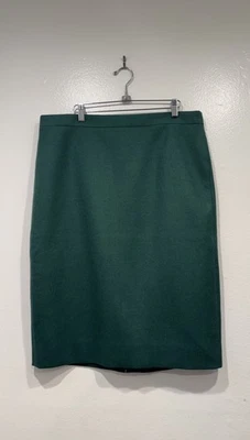 J Crew Mujer Lana Verde No. 2 Falda Lápiz Talla 14T Alta Estilo Clásico # 04661 Foto 1 de 4