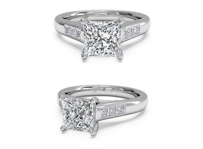 Anello di fidanzamento in argento sterling 925 con diamanti creati in... - Immagine 1 di 4