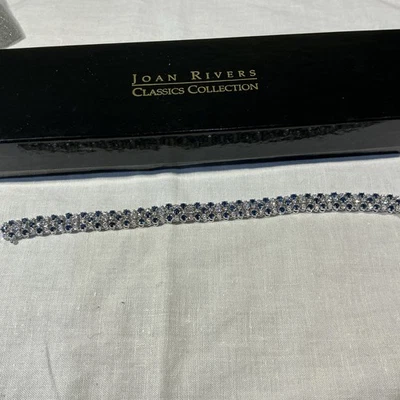 Joan Rivers ‘Joan's Life Stripes’ Line Bracelet 7” Blue Crystal Rhinestone - Image 1 of 4