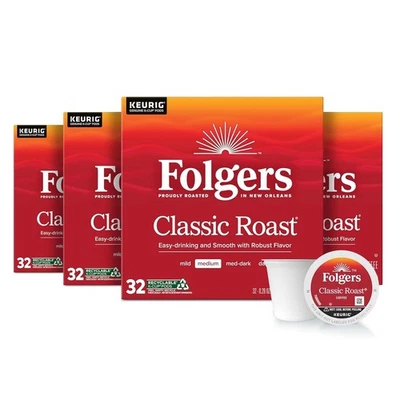 Café tostado medio Folgers Classic, 128 cápsulas Keurig K-Cup Foto 1 de 4