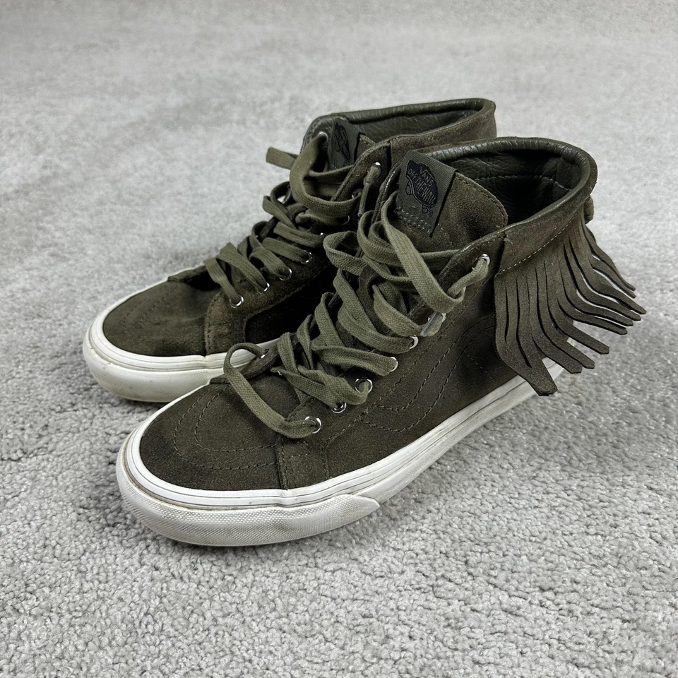 Vans Sk8-Hi Moc Zapatos Mujer Talla 8 Verde Oliva Gamuza Flecos Zapatillas Altas Foto 1 de 4