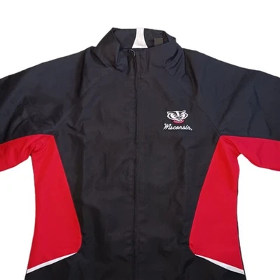 Wisconsin Badgers Womens Medium Windbreaker Jacket Zip Up NCAA Gear For Sports - Image 1 of 4