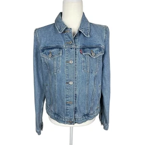 Levi's Original Trucker Jeansjacke 100% Baumwolle hellblaue Waschung Damen Large - Bild 1 von 14