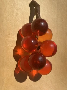 Vintage Plexiglas rötlich Bernstein orange große Trauben Cluster Treibholz MCM Wohndeko - Bild 1 von 11