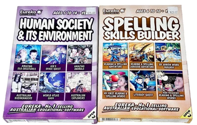 Eureka Spelling and Human Society PC Software Set Ages 10 Plus CD ROM NEW - image 1 of 4
