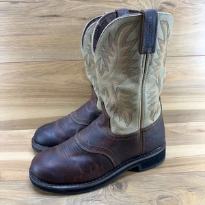 Justin Mens Boots 10.5 D Brown Leather Superintendent Work Cowboy Soft toe - Picture 1 of 12