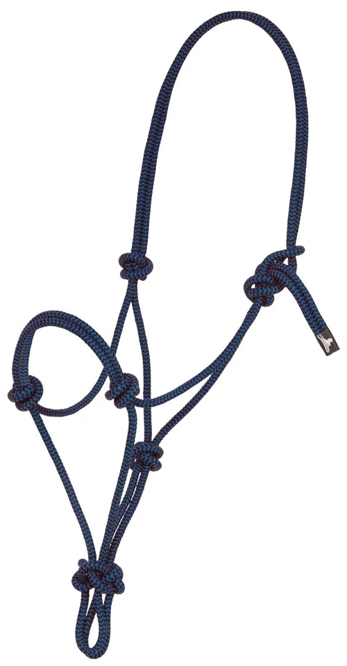 Halter de cuerda hecho por Mustang, tamaño CABALLO en azul y negro. Foto 1 de 1
