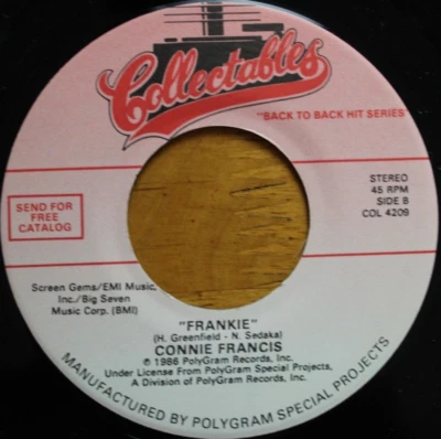 CONNIE FRANCIS FRANKIE / MIND OF IT'S OWN 45RPM 7" JUKEBOX RECORD NM COLLECTABLE - Image 1 of 4
