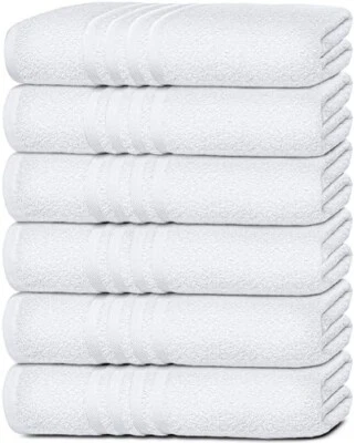 Bath Towels Cotton Soft and Absorbent Bath Gym Pool Towel 24x50 12 Pack White - Image 1 of 4