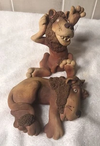 Victoria Sexton Löwen 2 skurrile Figuren einzeln 1982 Kunst - Bild 1 von 12