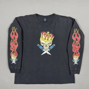 Vintage Y2K Skull Flames Langarm T-Shirt XL Daytona Beach Bike Week doppelseitig - Bild 1 von 18