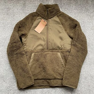 Womens Girlfriend Collective Khaki Green Half Zip Fleece Jacket - Size Small - Picture 1 of 7