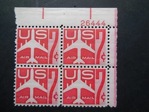 1960 #C60 7c Jet Silhouette Plate Block #26444 UR MNH OG F/VF - Picture 1 of 3