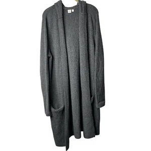 GAP Gray Hooded Cardigan Alpaca Open Front Pockets Knit Sweater size Medium Tall - Picture 1 of 8