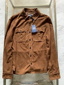 New Polo Ralph Lauren 100% Goat Suede Utility Jacket Brown Size Large $998 NWT - Picture 1 of 6