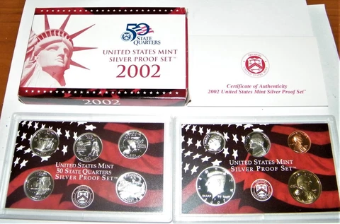 2002 S US Mint Silver Proof Set With COA Cover