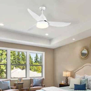 Reversible Ceiling Fan with Light, 3 Blades Indoor Modern Mount White LED - Picture 1 of 12