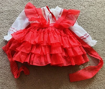 Vintage Martha's Miniatures Dress We’re Fussy Red White Polka Dot Sheer Size 4 - Image 1 of 4