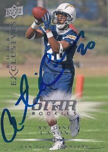 Antoine Cason Signed 2008 Upper Deck Rookie Exclusives Chargers Card #RE54 RC 54