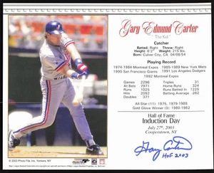 Gary Carter Signed Baseball Hall of Fame Induction Day 8x10 Photo Card Auto - Picture 1 of 1
