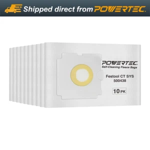 POWERTEC 75059-P2 Fleece Filter Bags for Festool 500438 Fits CT SYS, 10 PK - Picture 1 of 8