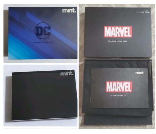 Lot of DC & Marvel Mint Trading Coins NZ Mint Empty Boxes and Booklets ...