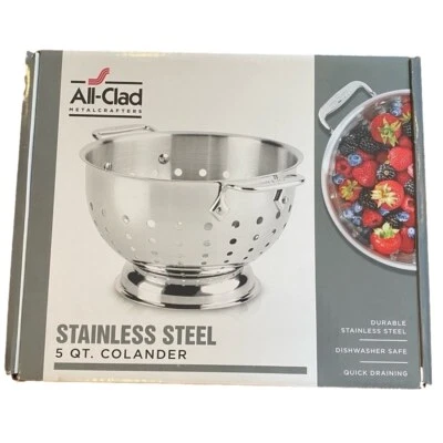 NIB All Clad Stainless Steel 5 Quart Colander - Image 1 of 4