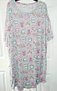 Ladies Plus Nightgown Sleepshirt Gray Coffee Pockets Fits Size 2X-3X NEW - Picture 1 of 2