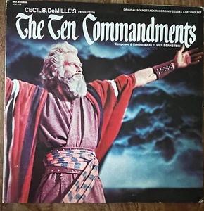 THE TEN COMMANDMENTS - ELMER BERNSTEIN VG+/EX+ DOUBLE VINYL LP / REISSUE / USA - Picture 1 of 11