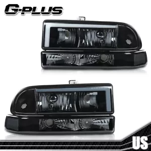 Fit For 98-05 Chevy Blazer S10 Black Smoke LED DRL Headlights Bumper Lamps - Picture 1 of 12
