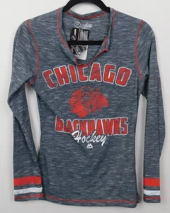 Chicago Blackhawks Womens Shirt Small NHL Long Sleeve Gray Majestic Hockey NEW - Picture 1 of 6