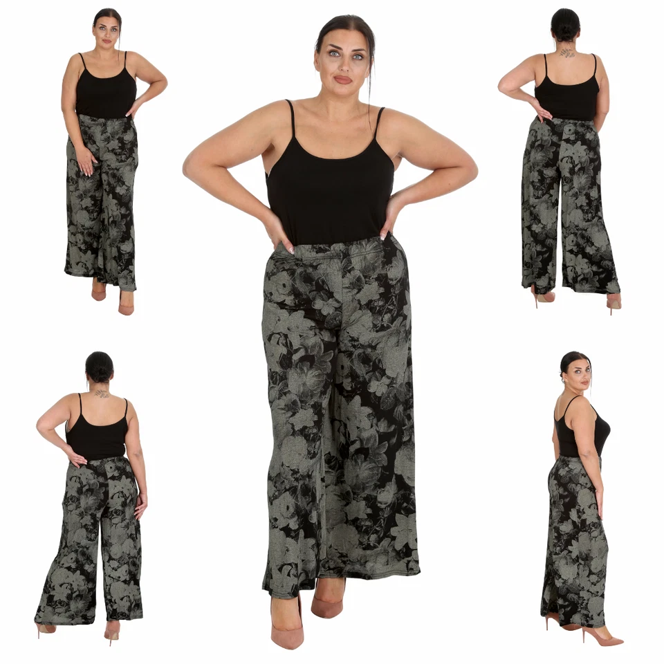Nouvelle Plus Size Womens Tie Dye Floral Print Palazzo Trouser Elasticated Waist - Image 1 of 1