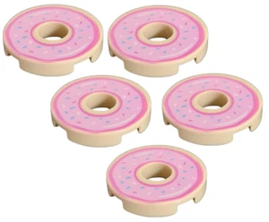 Lego 5x Tan Tile Round 2x2 with Donut Pattern (15535pb07) NEW!!! - Picture 1 of 1