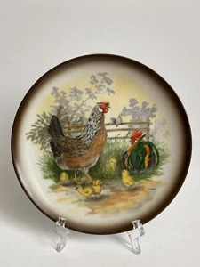 Hassenpflug Vienna Austria Porcelain Wall Plate Rooster & Hen 7,5”D - Picture 1 of 8