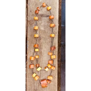 Vintage Met Scandinavian Sterling Silver and Natural Honey and Egg Yolk Amber Ne - Picture 1 of 7