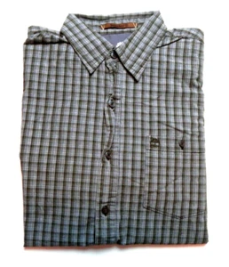 Timberland Button up Front Camp Long Sleeve Shirt Mens L Large Gray Plaid Pocket - Picture 1 of 5