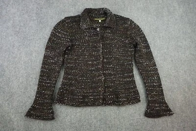 Peruvian Connection Sweater Womens Small Black Wool Cardigan Bell Cuff - Image 1 of 4