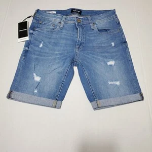 NWT JACK & JONES Intelligence skinny denim Short in light blue size small - Picture 1 of 5