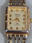 Croton Reliance Gold Tone Dial Rectangle Case Two Tone Link Bracelet Band Watch
