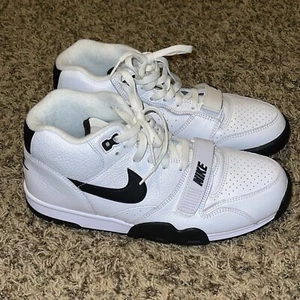 Mens SZ 9.5 Nike Air Trainer 1 Black White Athletic Leather Sneakers FB8066 100 - Picture 1 of 9
