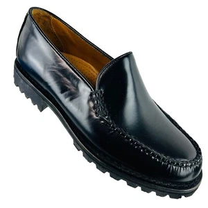 Mocassino Cole Haan FRANKIE LUGS donna 7,5 C nero vernice cucito a mano NUOVO - Foto 1 di 9